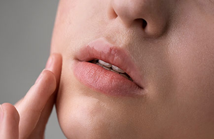 Dra Debora Reis – Preenchimento Labial Close nos lábios com brilho natural, realçando volume e hidratação pós-preenchimento