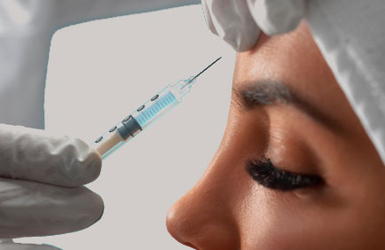 Dra Debora Reis – Toxina Botulinica | Botox Close em seringa de botox prestes a ser aplicada na região frontal do rosto